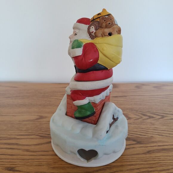 Vintage Ceramic Santa On Chimney Tealight Candle Holder 3-Piece Young's 1988 - Picture 8 of 10